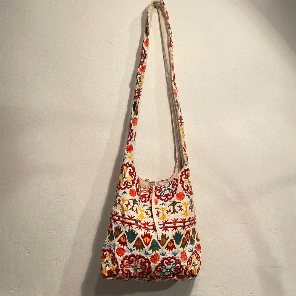 Embroidered Hobo Bag Women Boho Floral Festival